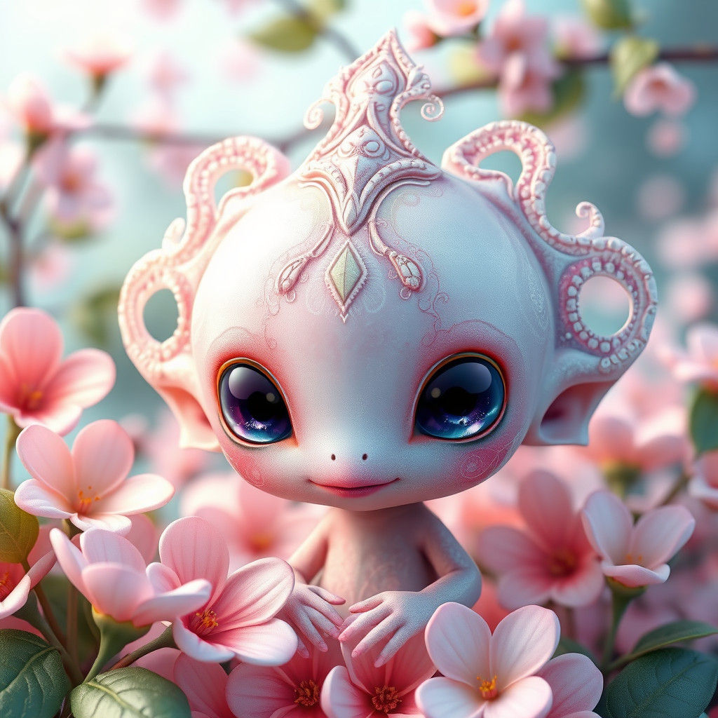 Whimsical Flower Alien in Anime Style