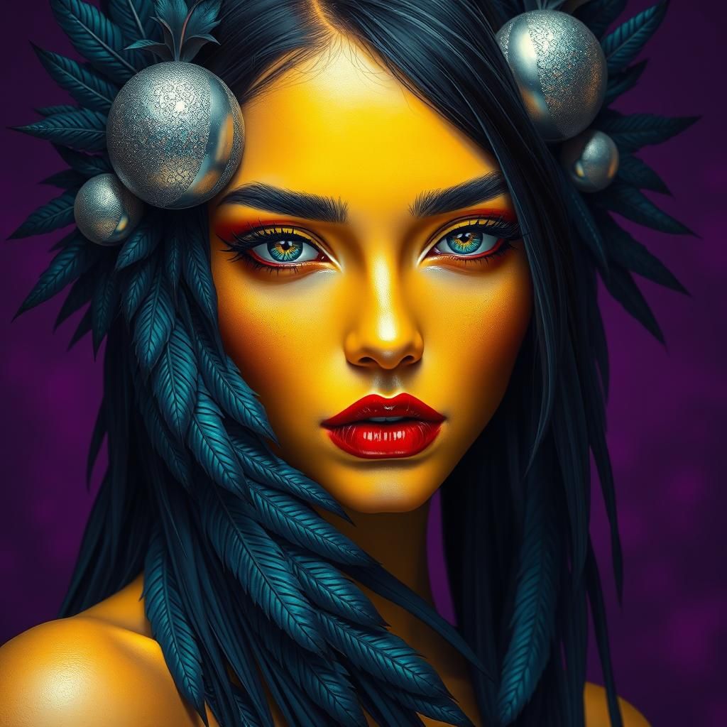 Exotic Woman with Feathers in Fantasy Concept Art