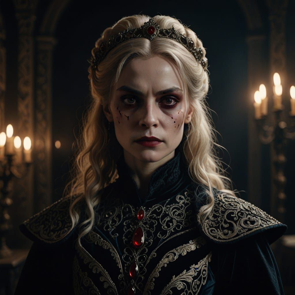 Hyperrealistic Vampire Portrait in 17th Century Costume