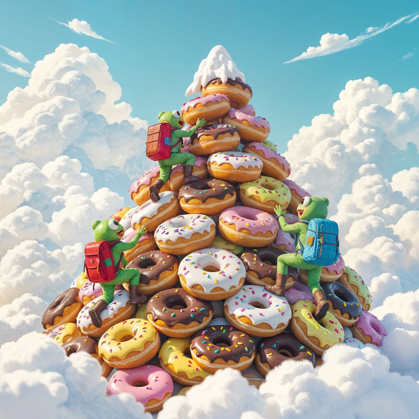 Chocolate Frogs Conquer Donut Mountain