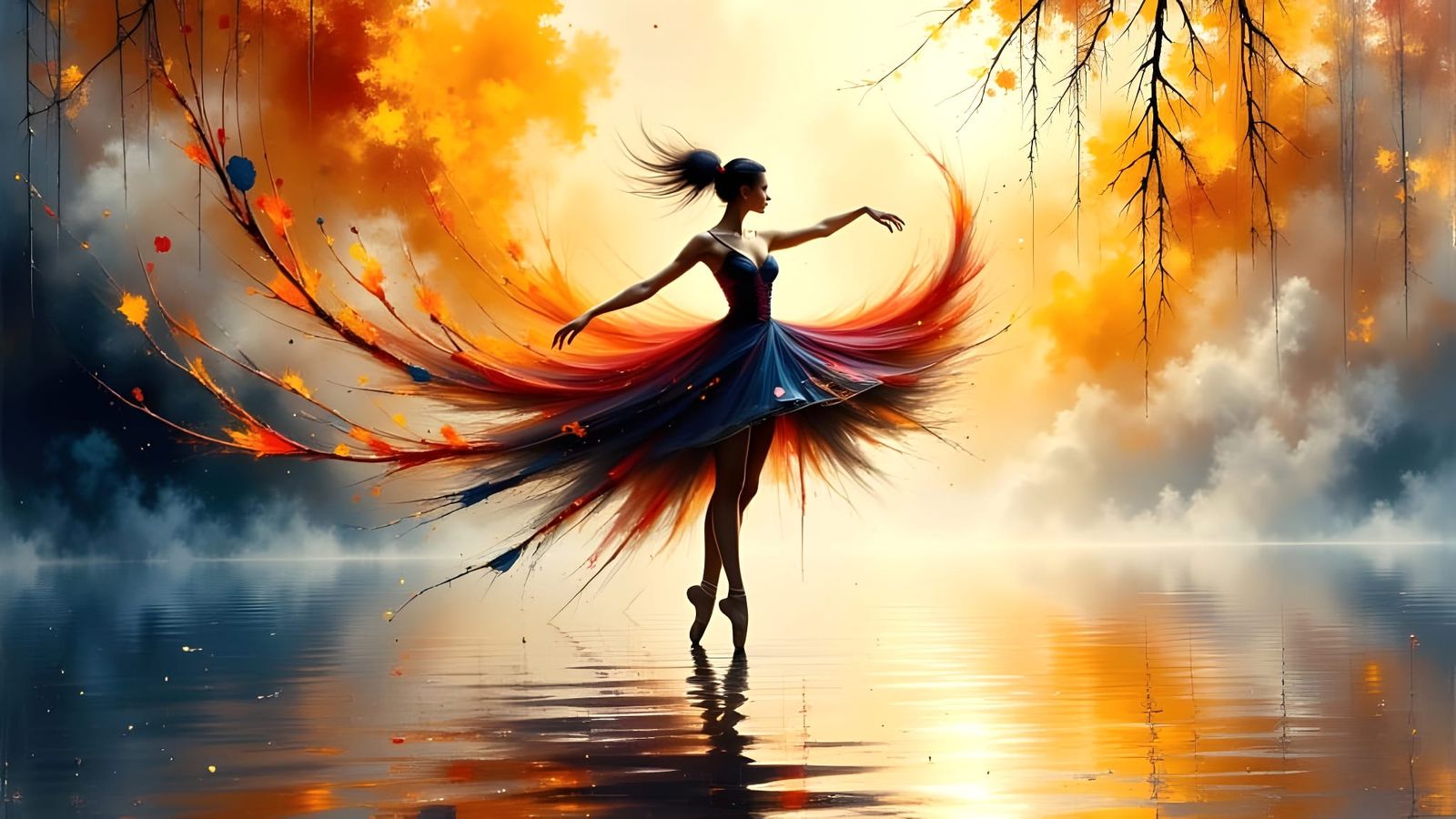 Ballerina in Motion: Ink Strokes Dance