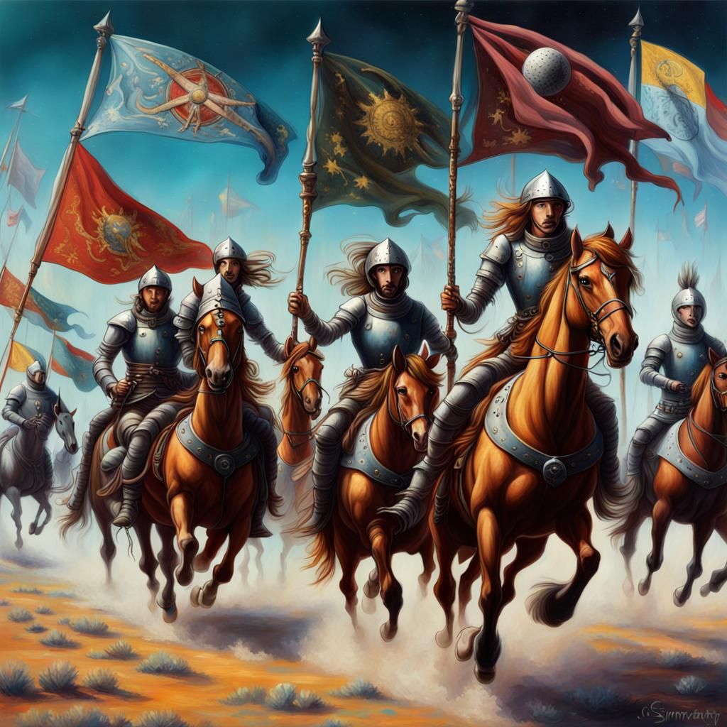 Medieval Crusaders Galloping Through a Galaxy