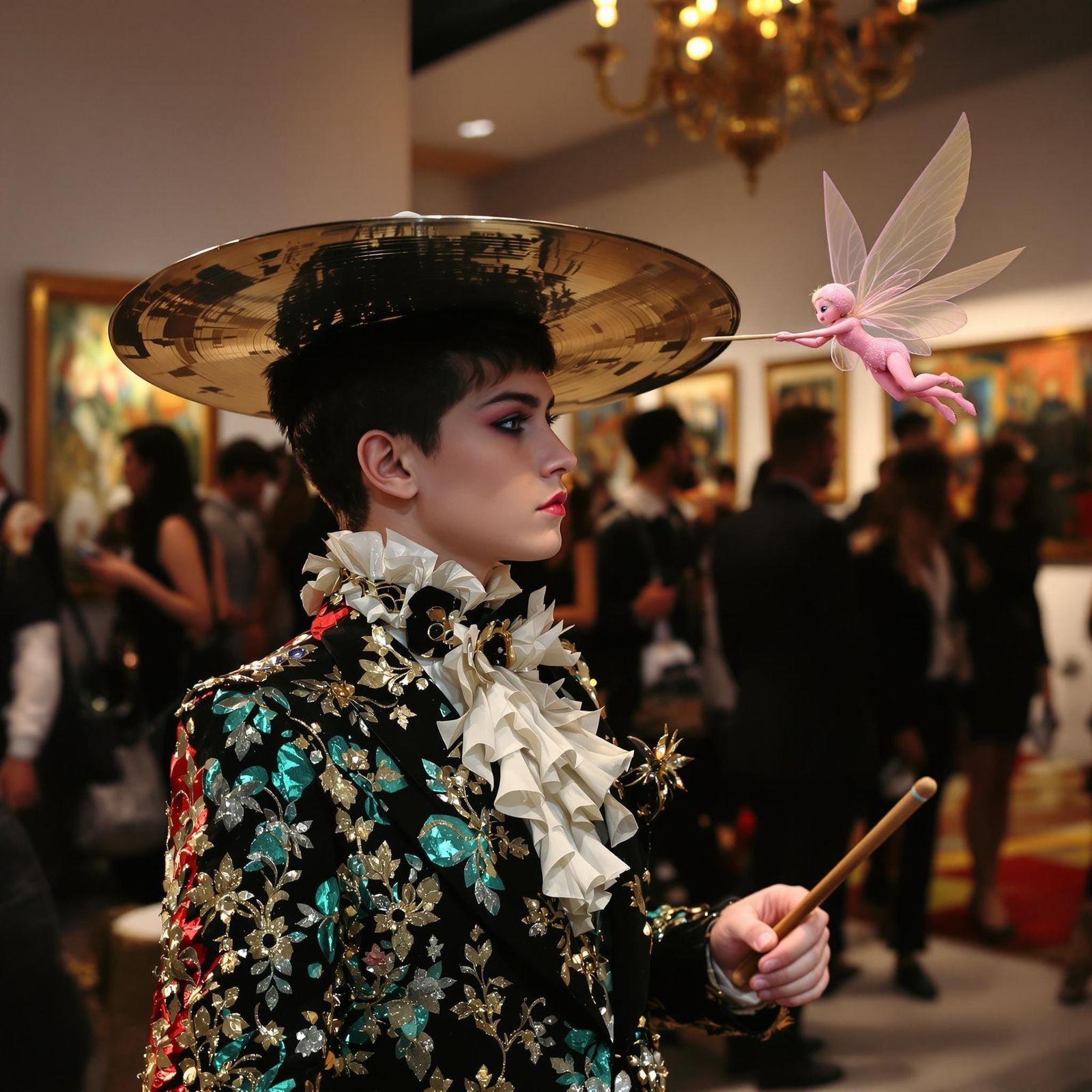 Glamorous Boy with Cymbal Hat and Fairy Drummer