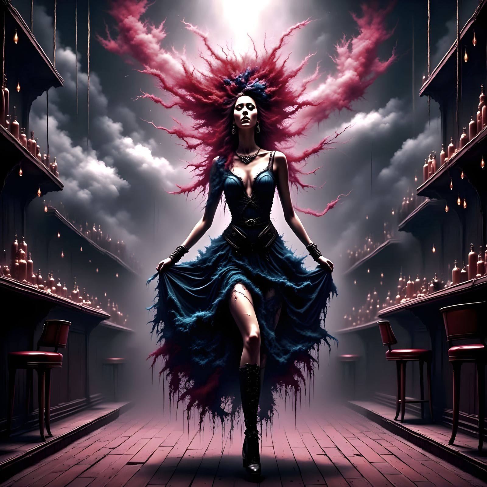 Colorful Drag Queen on Stage, Fassbinder Film Style