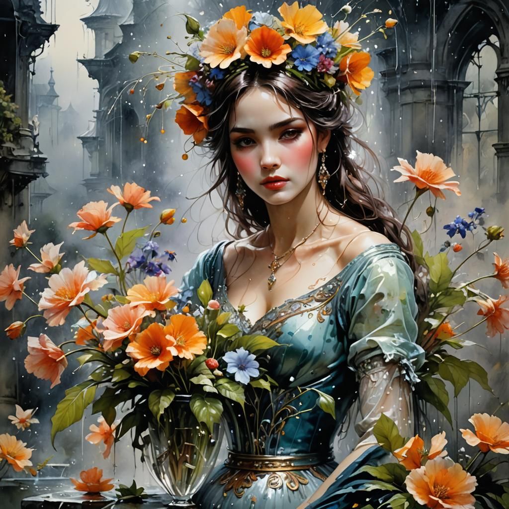 Flowers in Vase: Watercolor Botanical Art