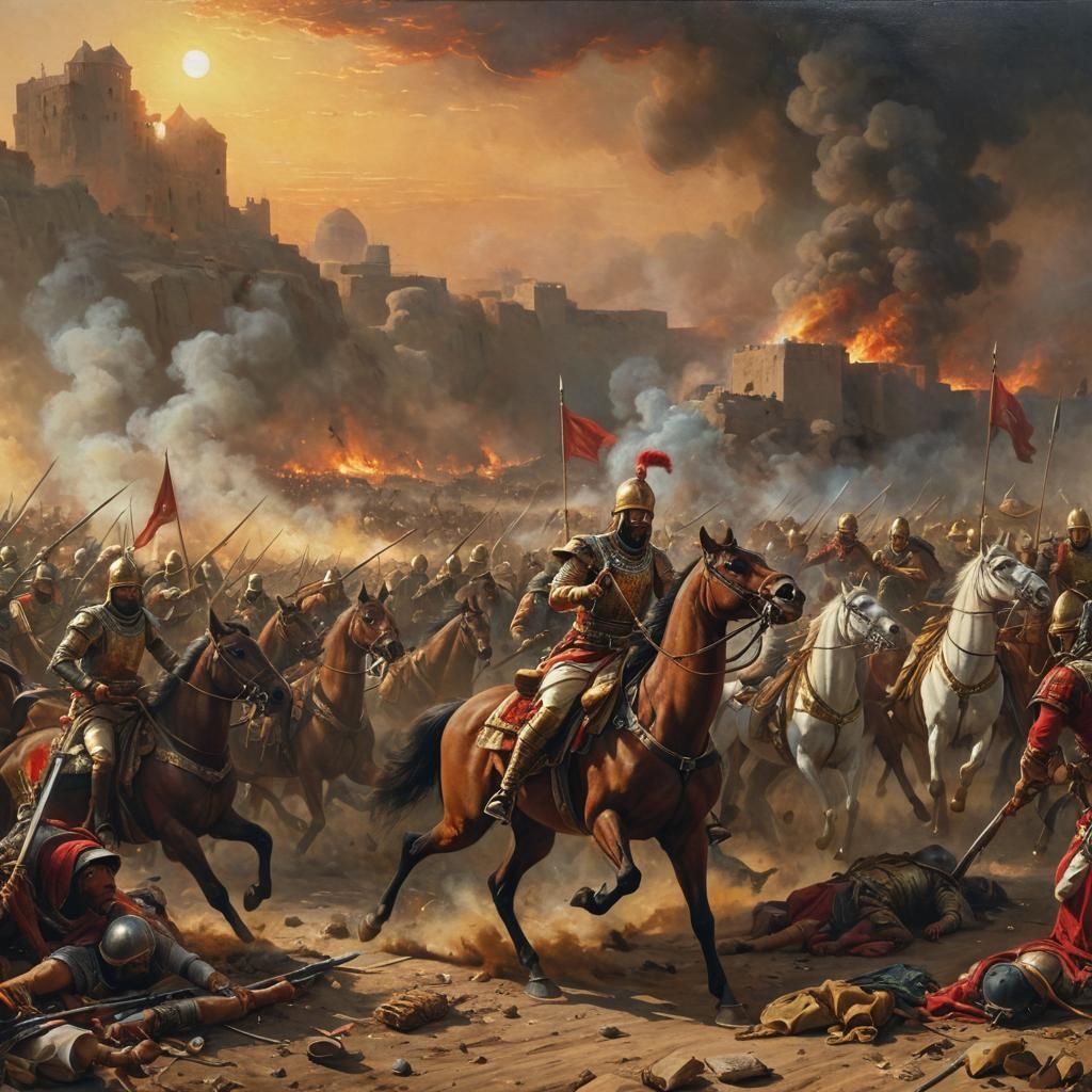 Orientalist Oil Painting of 18th Century Ottoman-Egyptian Ba...