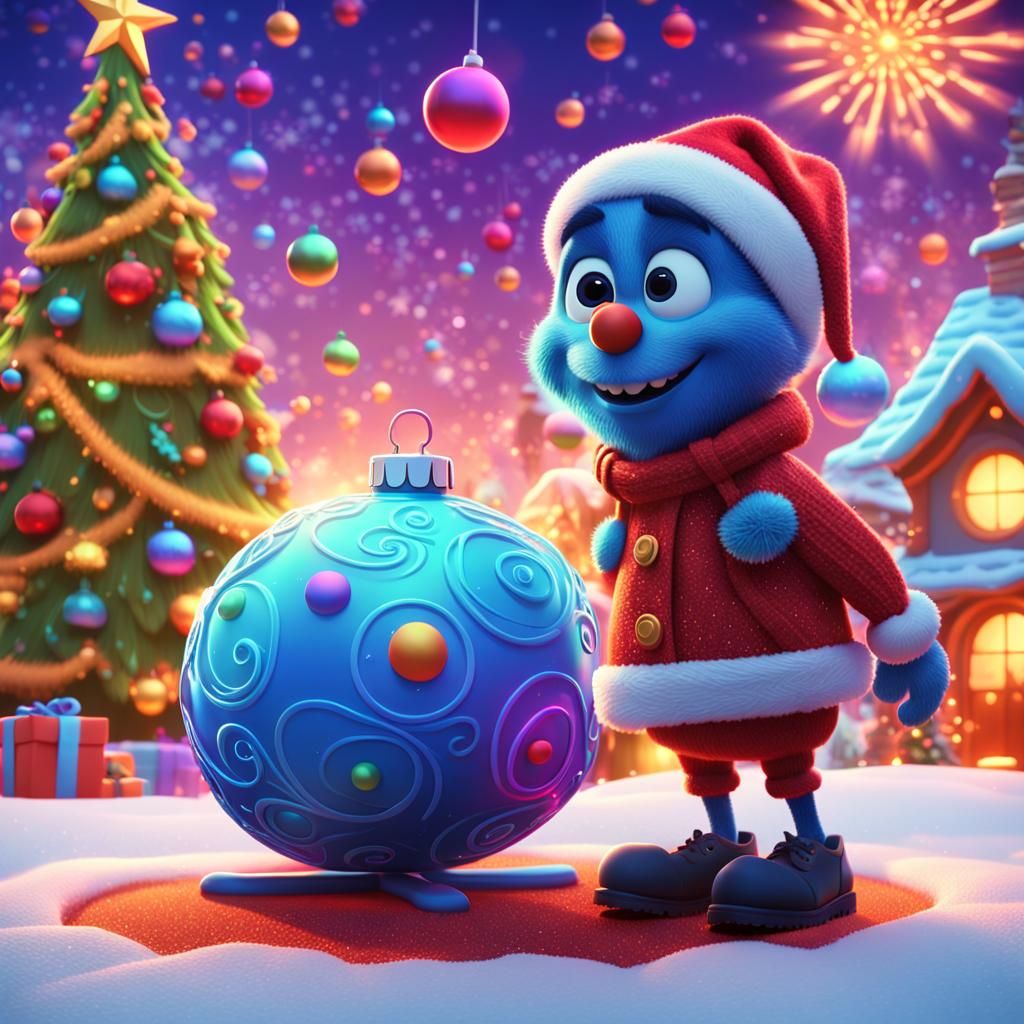 Ditsy Character in Holiday Scene: Vibrant Digital Art