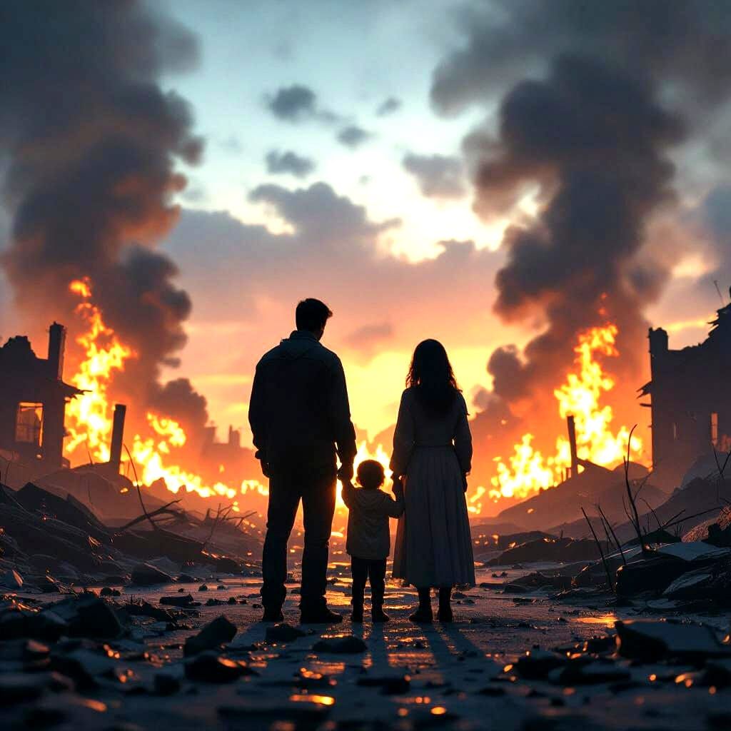 Family Survives Burning World in Epic 3D Game Cinematic