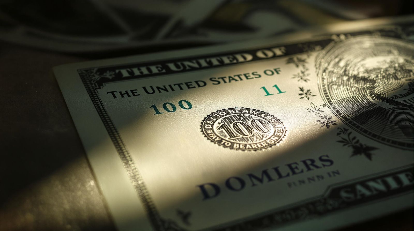 Close-up of a US Dollar Bill in an Ornate Circle, Highlighte...