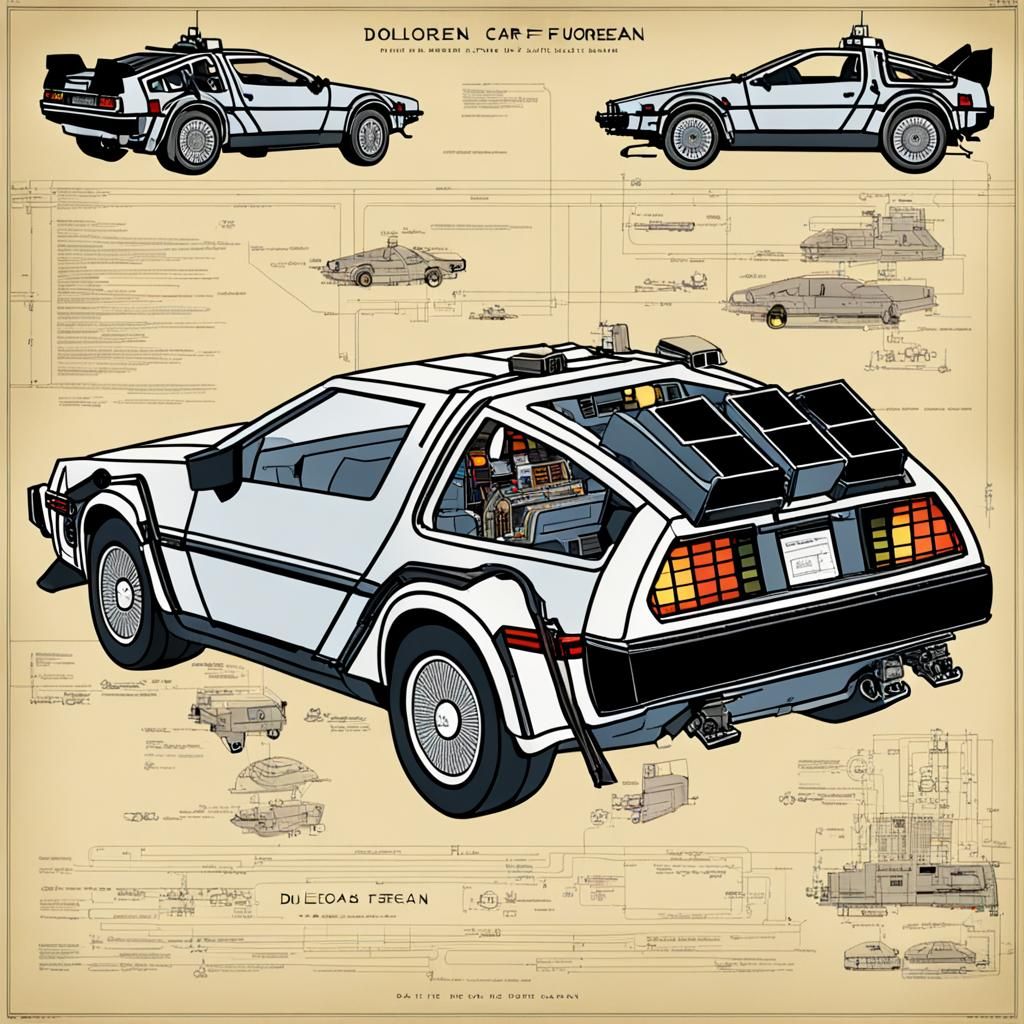 DeLorean Time Machine Blueprint Scheme