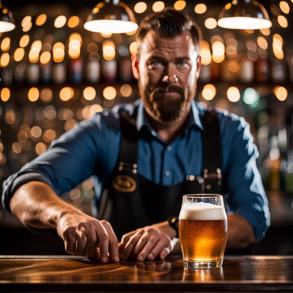 Bartender Slides Beer: Professional Photography