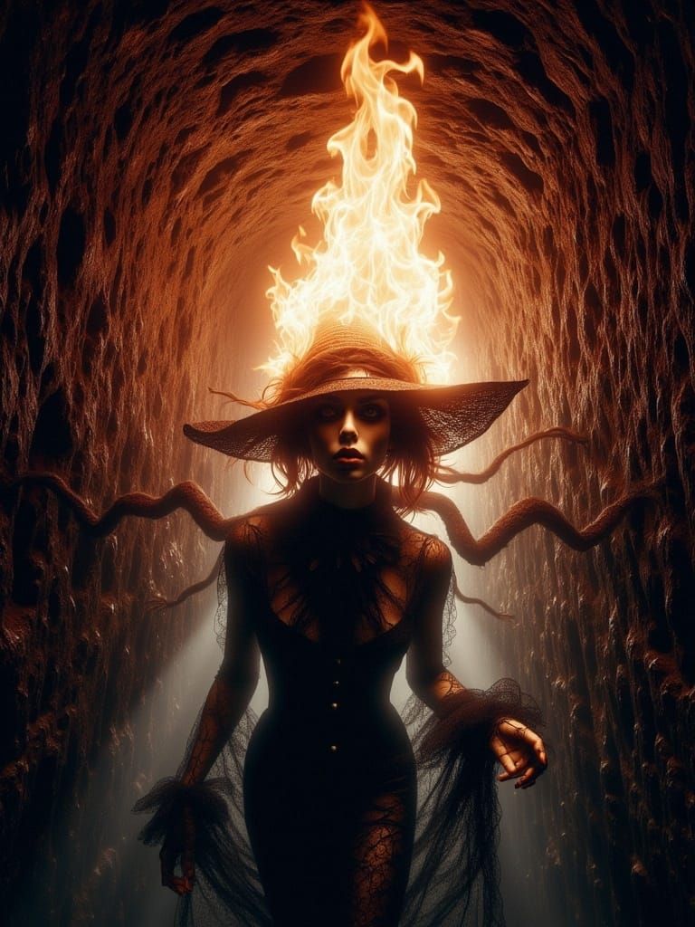 Scarecrow's Transformation: Dark Fantasy Spider Emergence