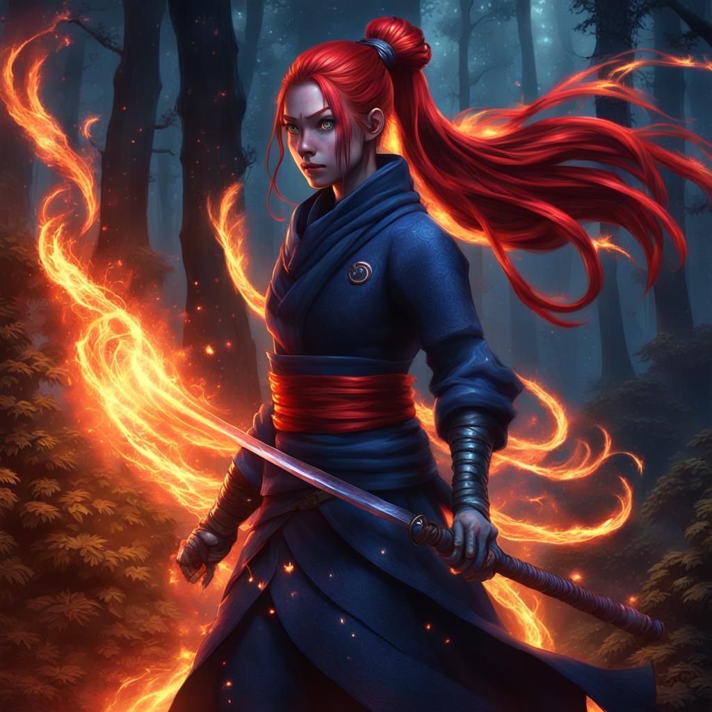 Sparkly Kunoichi Assassin in Dark Fey Forest