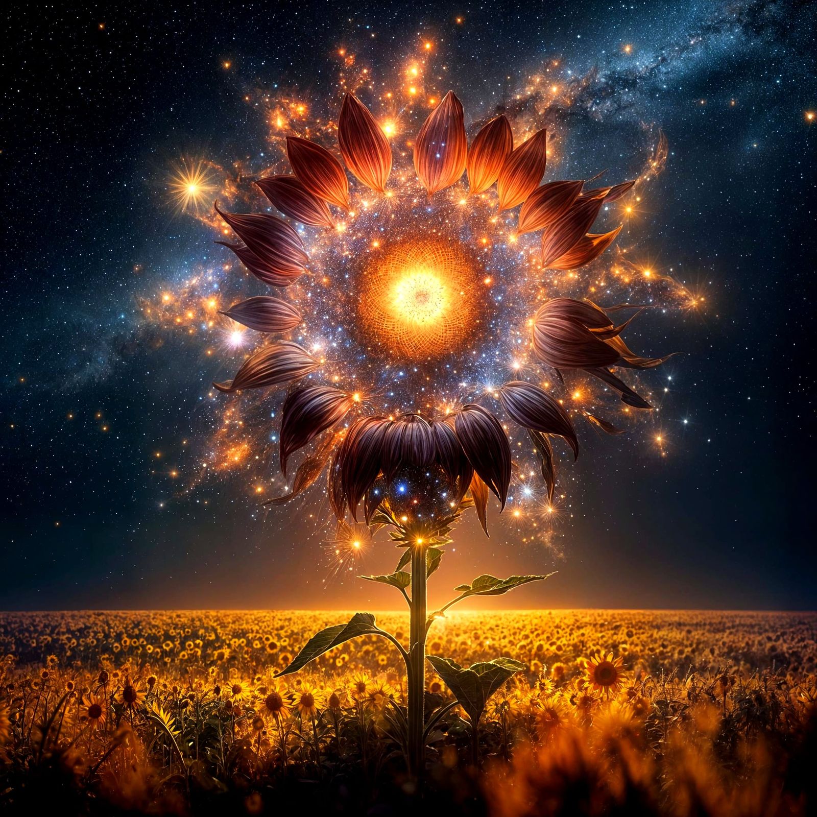 Galactic Sunflower: Radiant Celestial Bloom