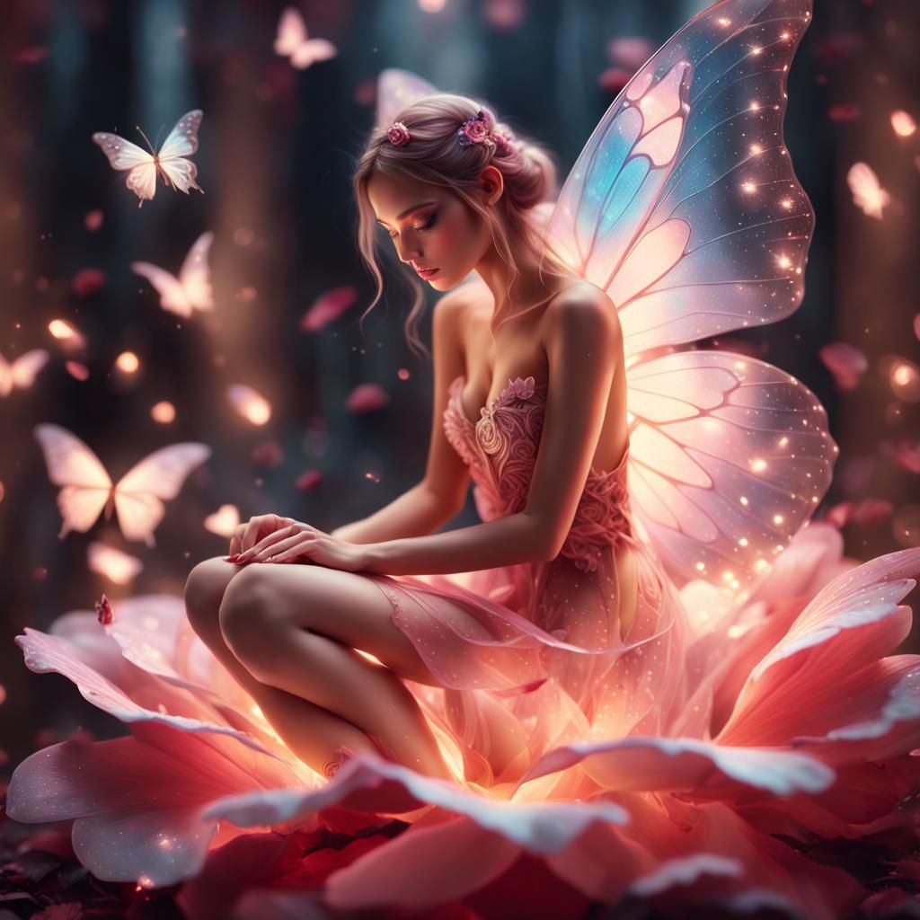 Enchanting Fairy with Butterfly Wings in Digital Art