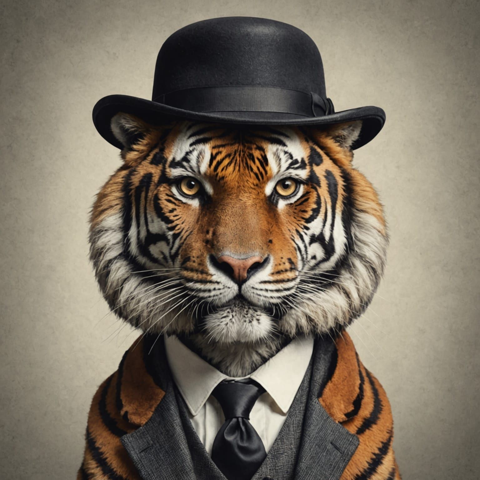 Tiger wearing a bowler hat