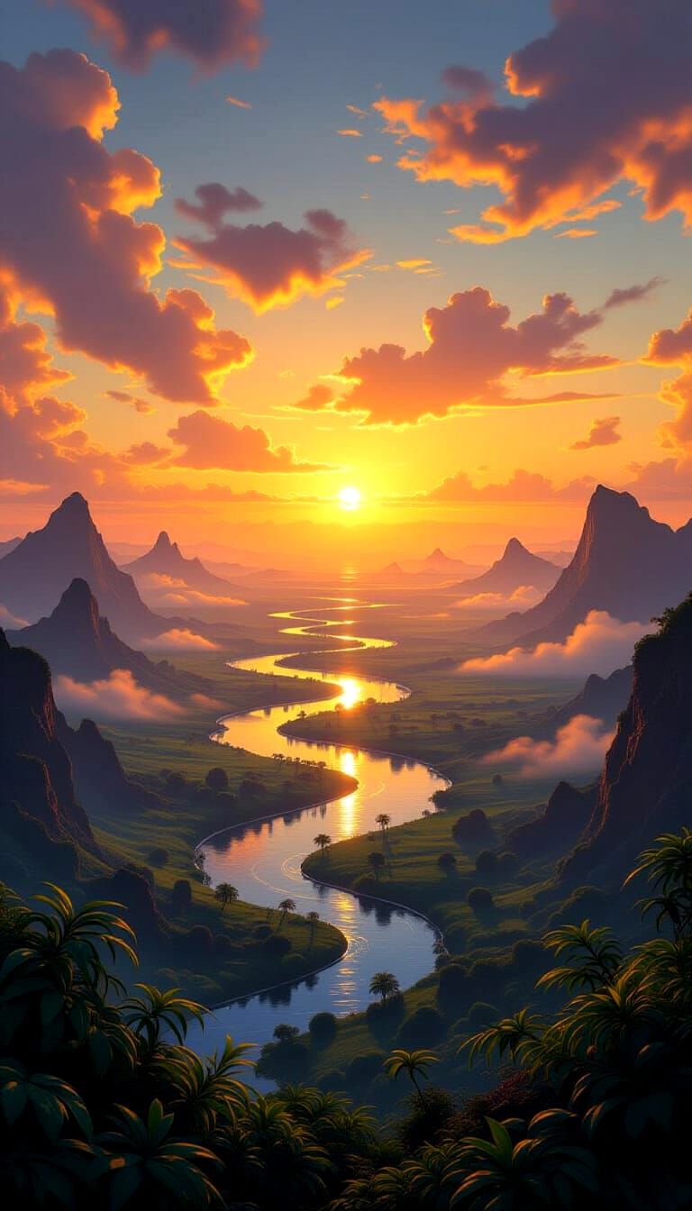 Archaean Horizon: Earth's First Sunrise in Abstract Art