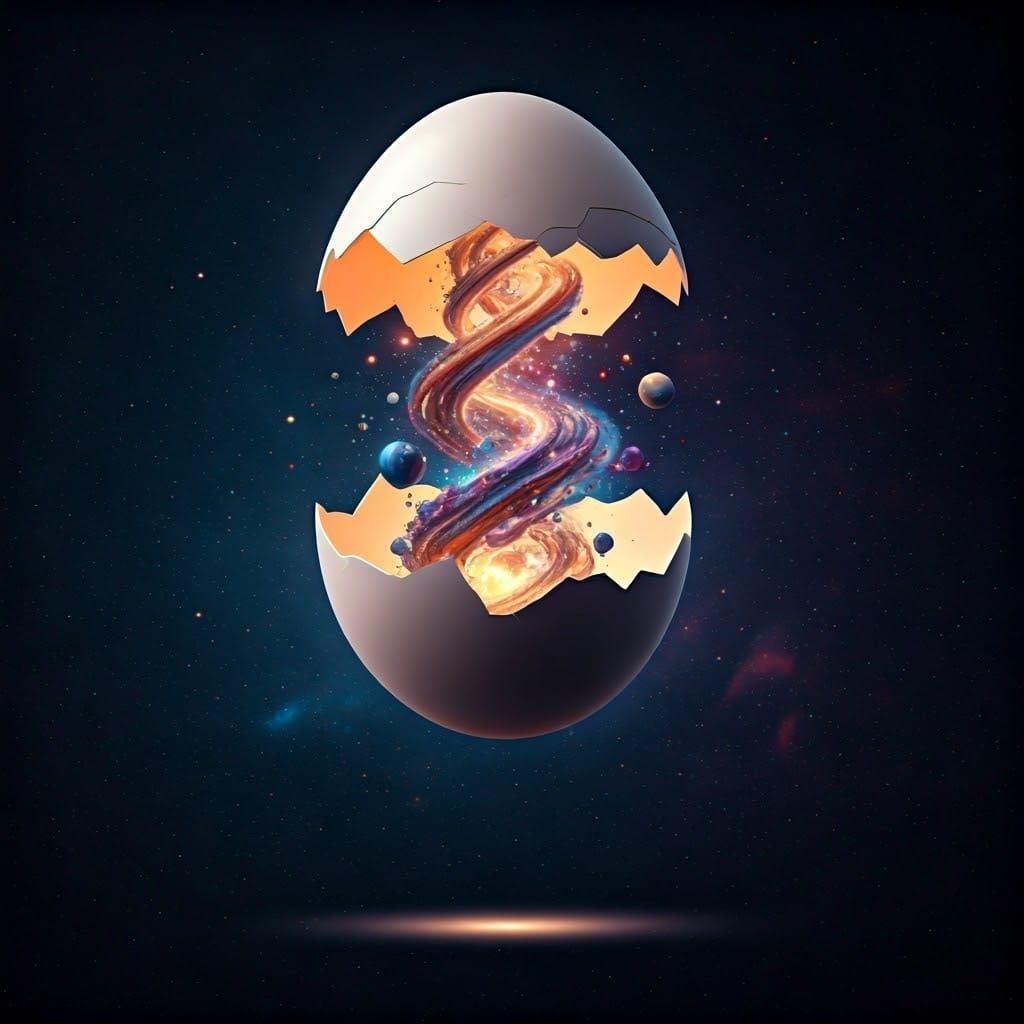 Ethereal Cosmic Egg in Levitating Surrealism
