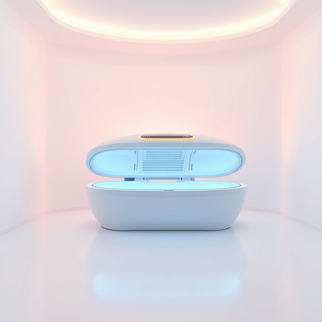 Sleek Tanning Bed in Minimalist White Room