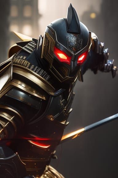 Batman in Samurai Armor, Detailed Comic Art