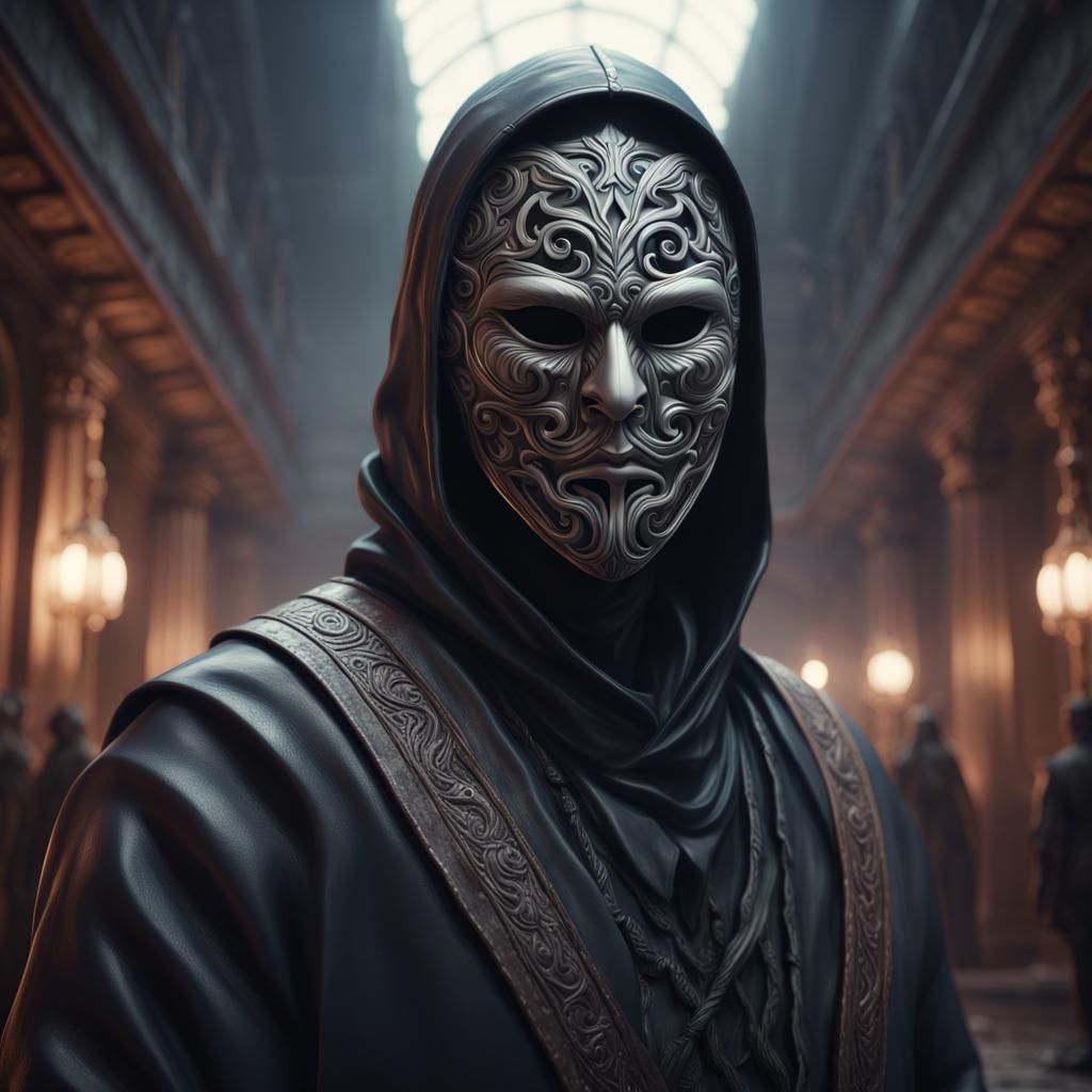 Ominous Masked Cultist in a Dark Ritual