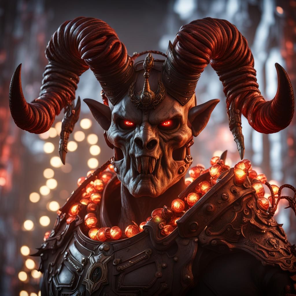 Festive Baron of Hell with Christmas Lights