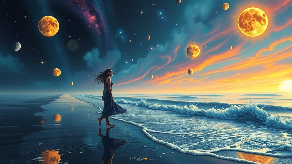 Surreal Fantasy Seashore Scene in Vibrant Colors