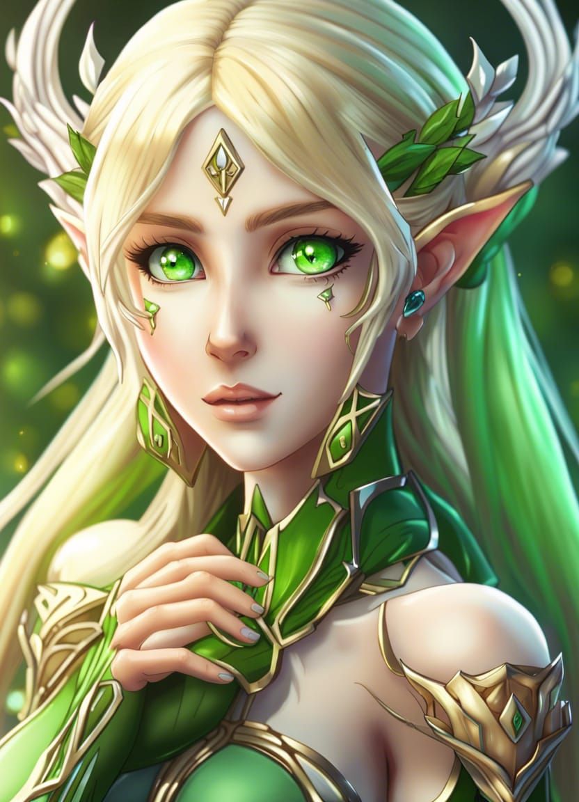 Anime Elf Princess with Magical Arm