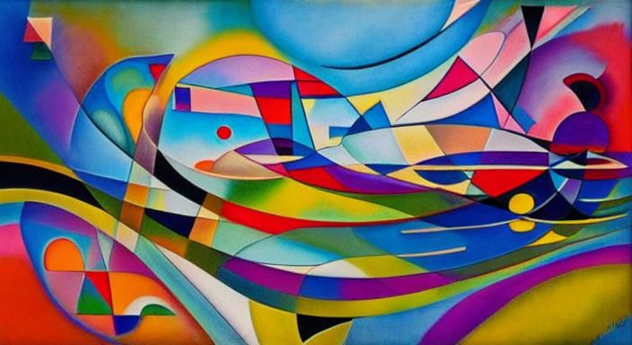 Abstract River in Geometric Expressionist Style