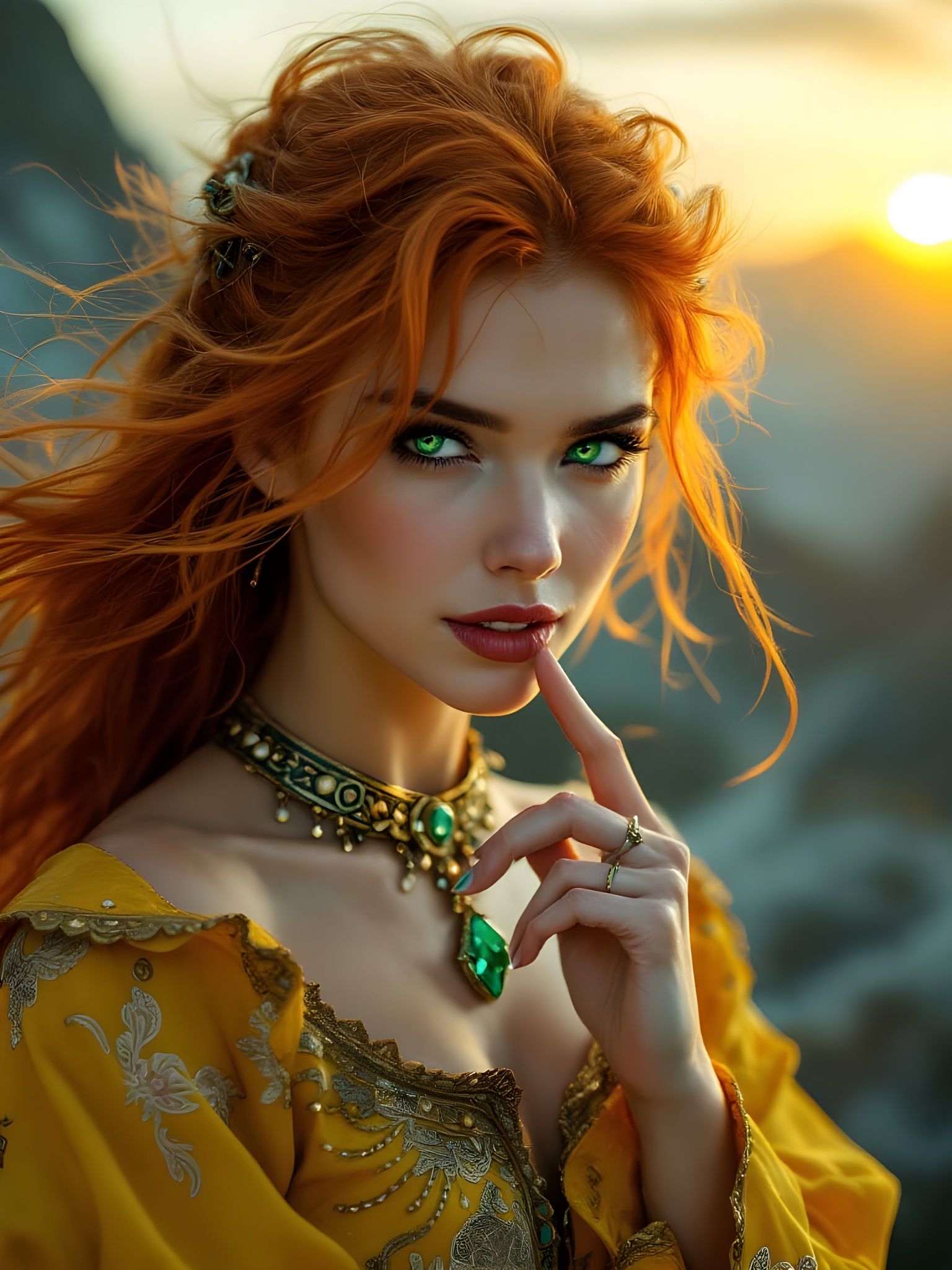Ethereal Norse Goddess In Sunset Glow