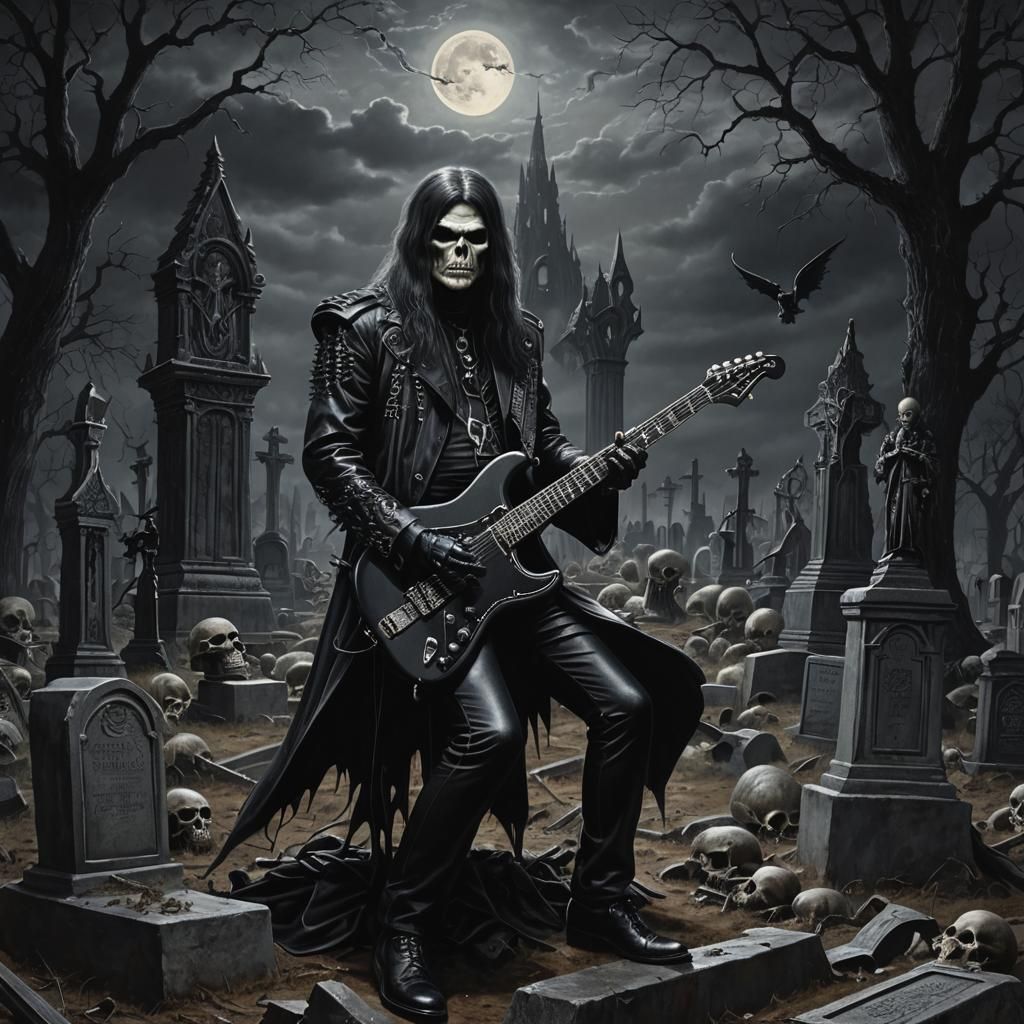 Gothic Glam Rocker in Graveyard, Eldritch Style