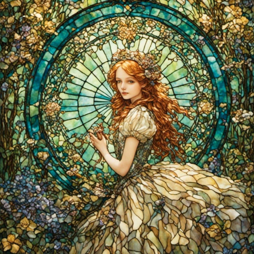 Alice in Looking Glass: Tiffany-Style Stained Glass