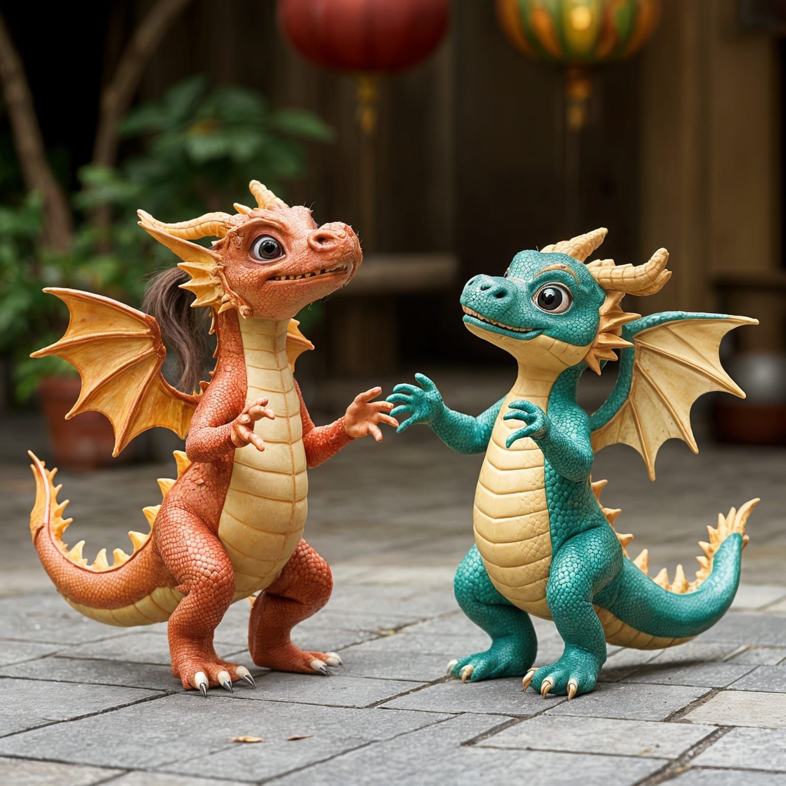 Cute Dancing Dragons with Girl