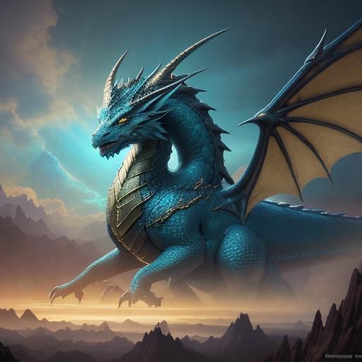 Mystical Dragon Soaring Through Fantasy Realm