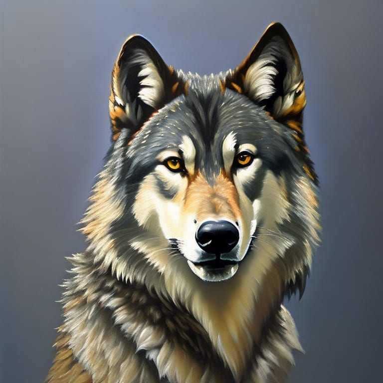 Wolf in Military Uniform Oil Painting