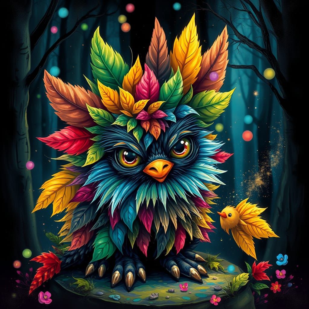 Vibrant Psychedelic Forest Creature Made from Nature