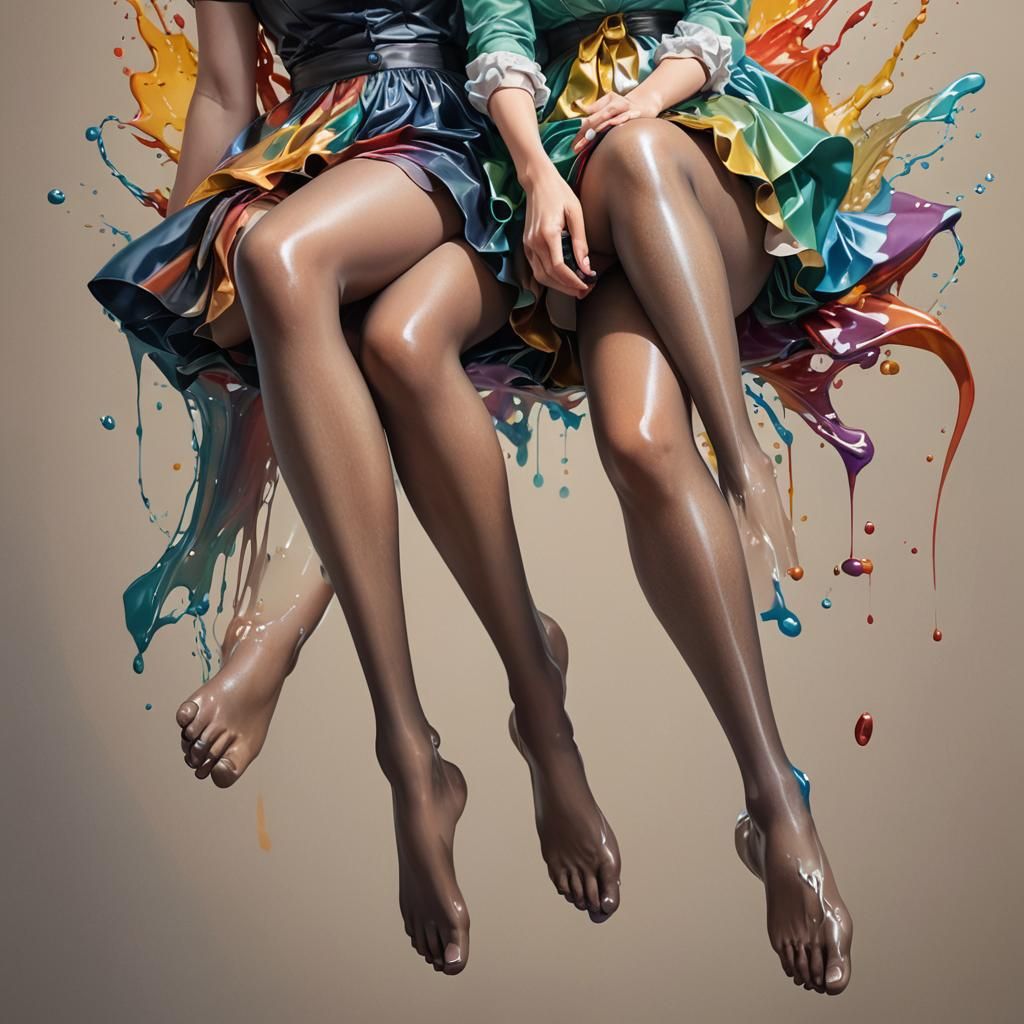 Girls Being Tickled: Hyperrealistic Splash Art