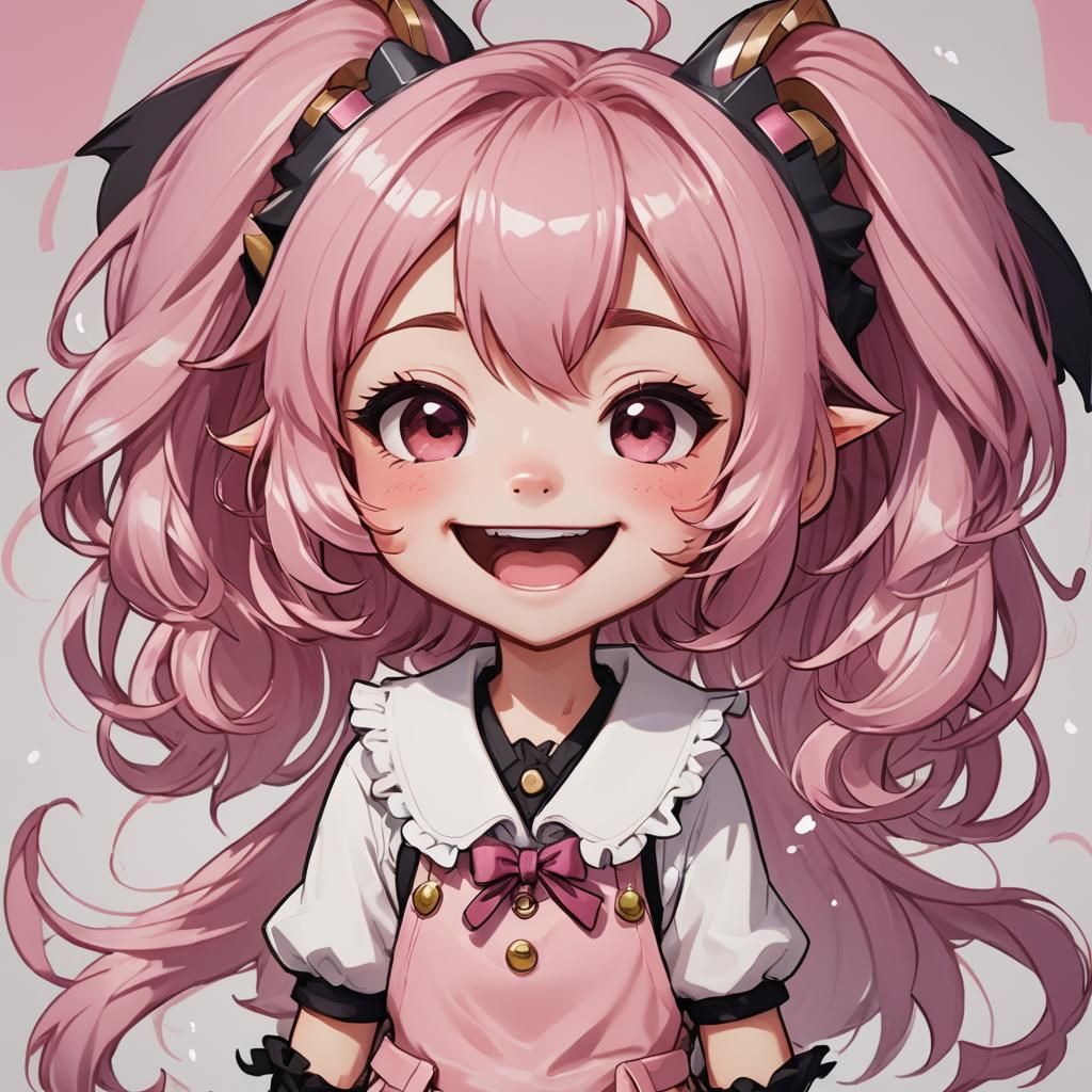 Chibi Pink-Haired Girl Portrait in VTuber Style