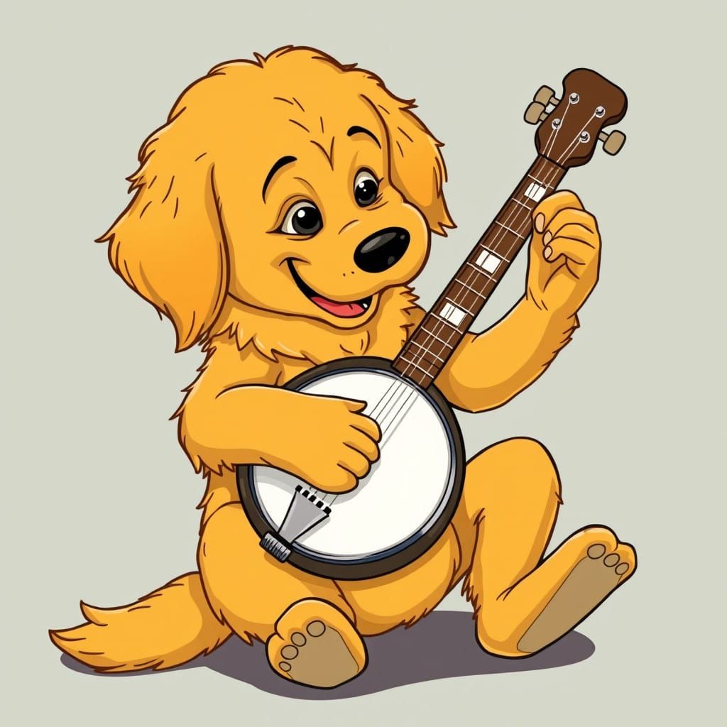 Golden Retriever Cartoonist Picks Up Banjo Strings