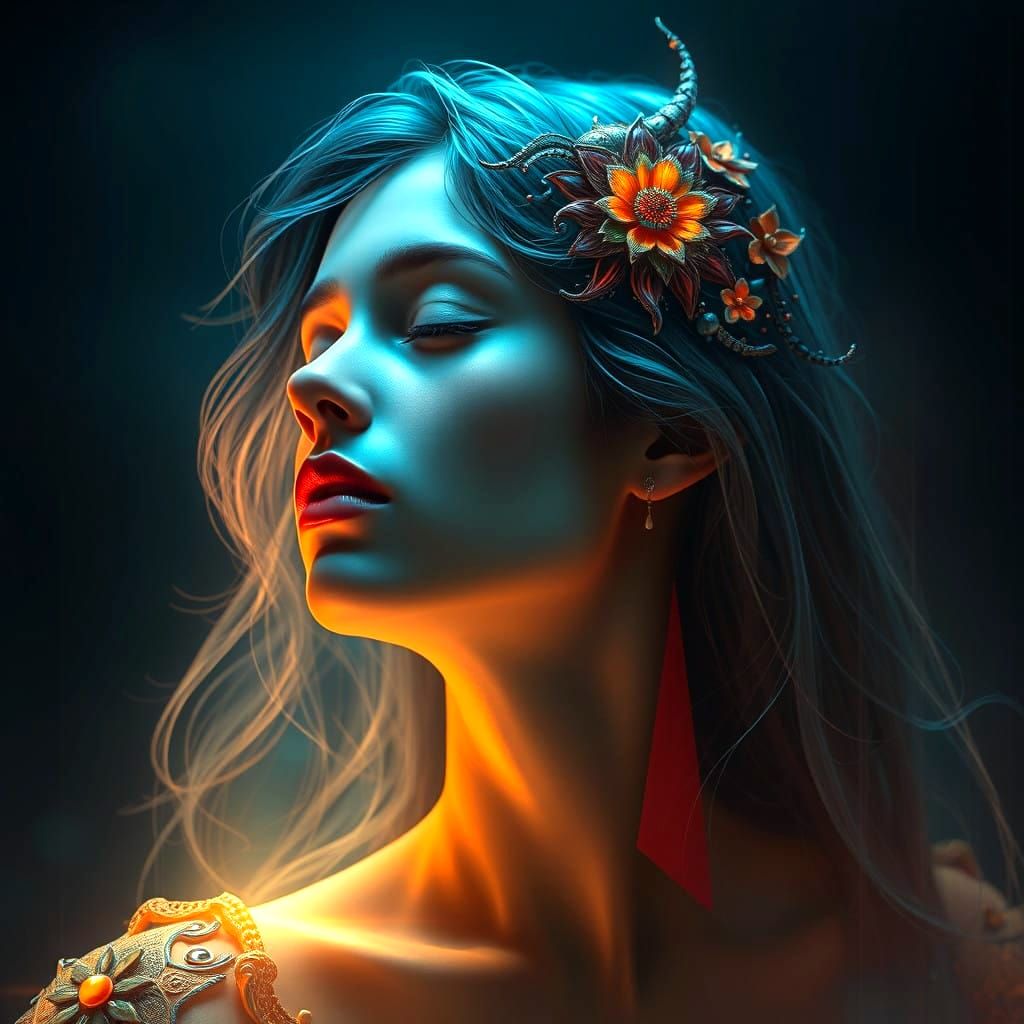 Surrealistic Portrait of Love in Silence