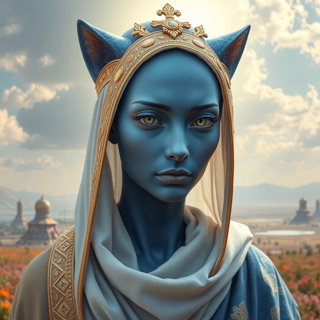 Alien Priestess in Futuristic Landscape