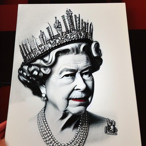 Queen Elizabeth Mirror Portrait in Charcoal