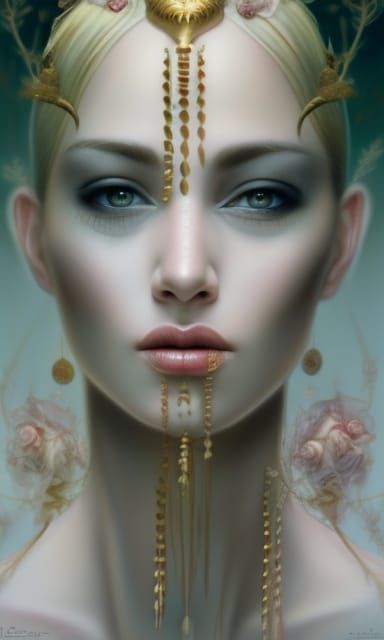 Detailed Portrait with Symmetrical Features in Baroque Style