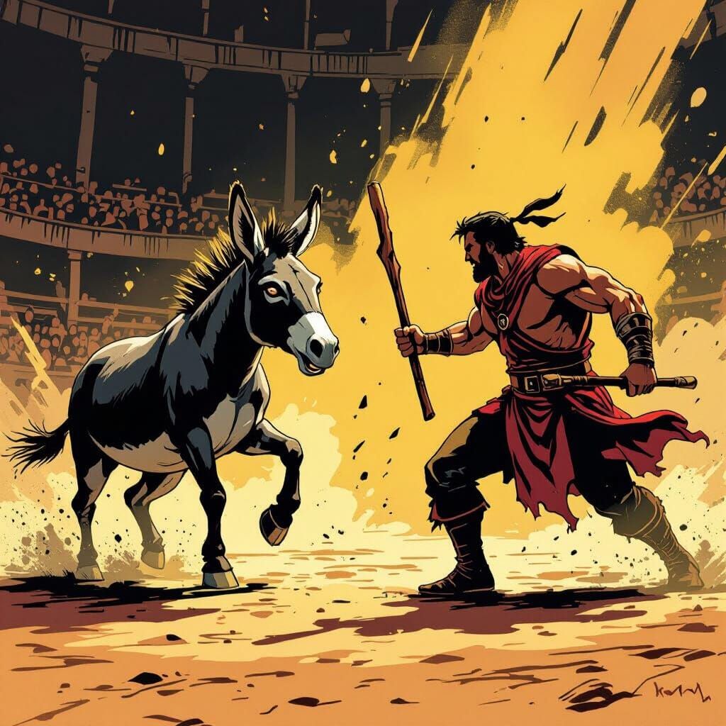 Epic Donkey vs Human Battle in Dusty Arena