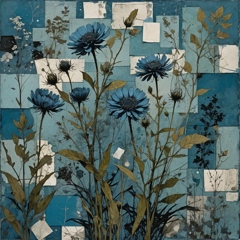 Botanical Flora in Comic Noir Expressionism Style