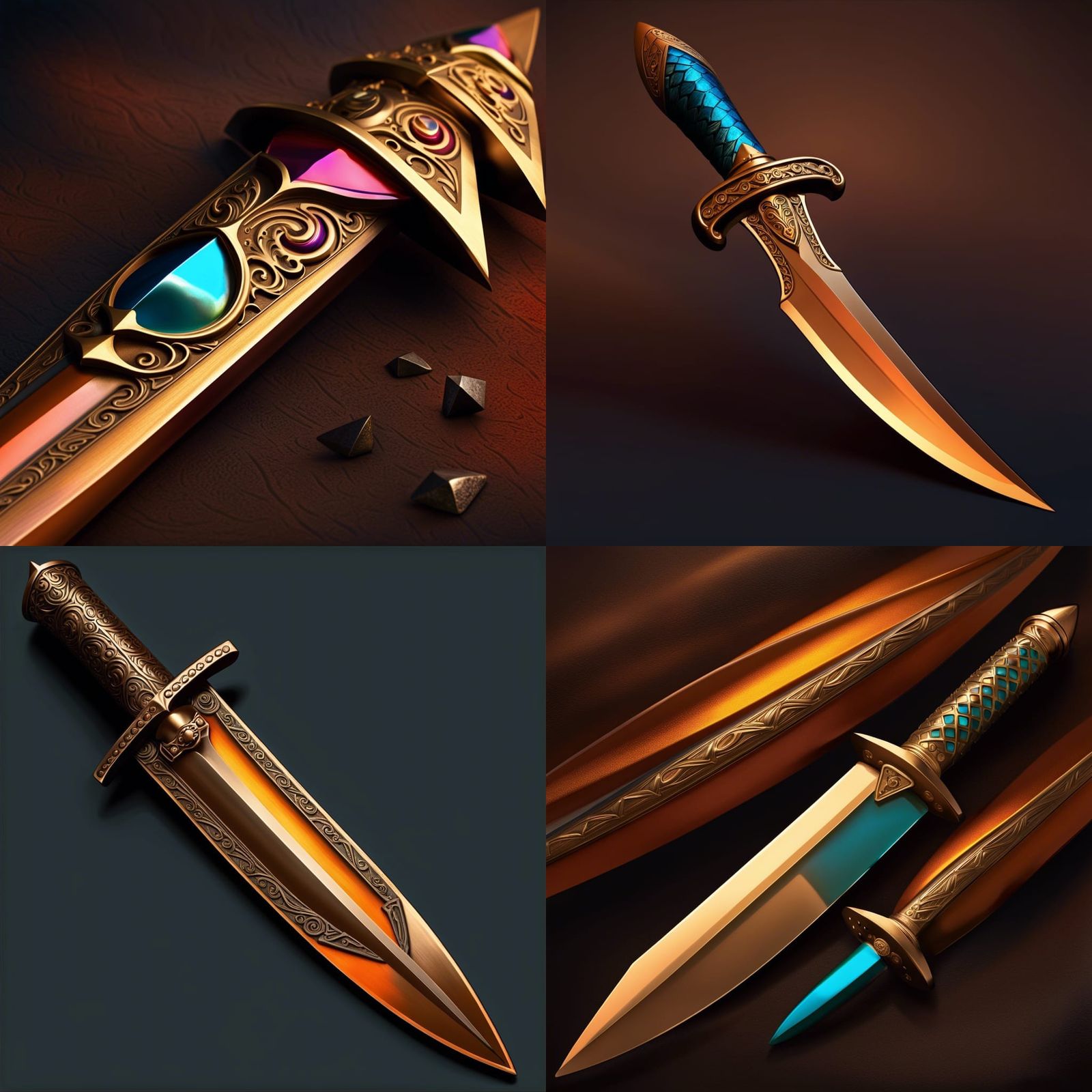 Bronze Dagger with Rondels in Hyperrealistic Style