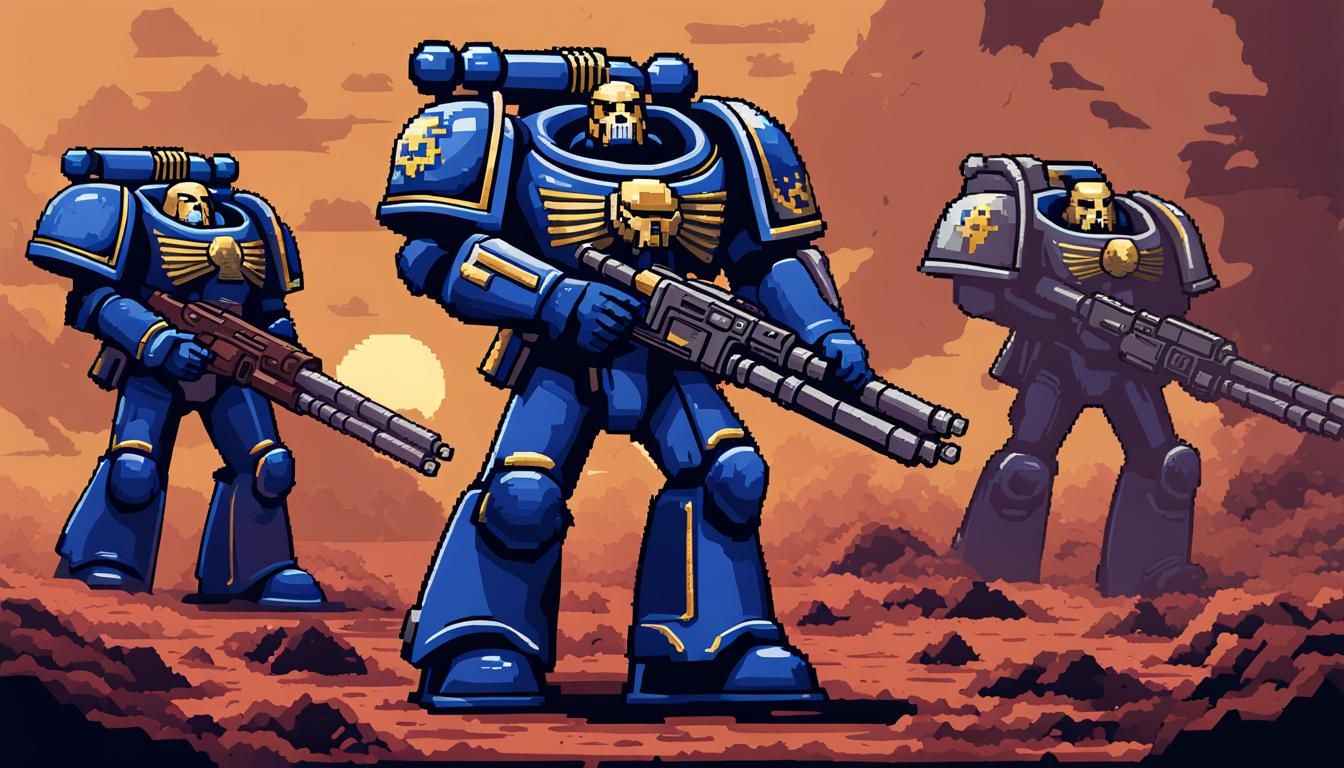 Warhammer 40K Space Marine in Pixel Art