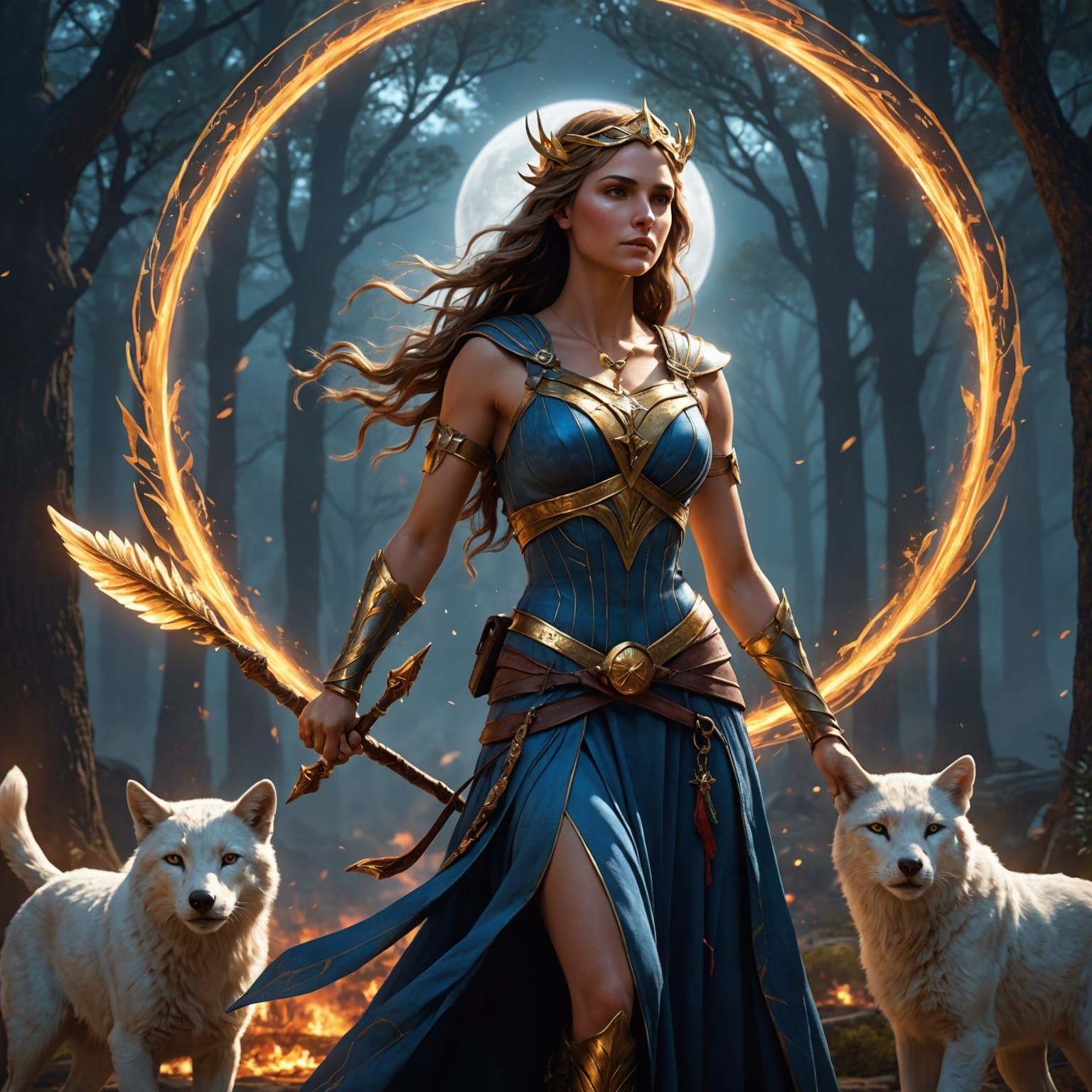 Artemis, Virgin Greek Moon Goddess, Fantasy Concept Art