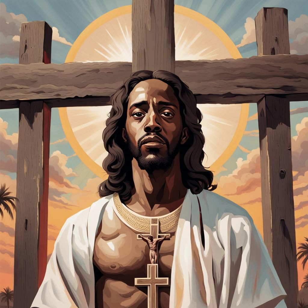 Black Jesus on the Cross: African Heritage Digital Painting
