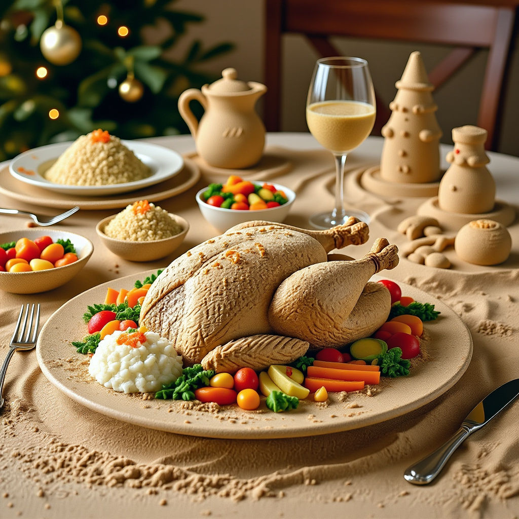 Festive Meal Made of Sand: A Unique Creation